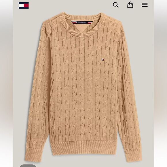 NWT XXL 100% cotton Tommy Hilfiger crewneck sweater cable knit - Picture 1 of 15